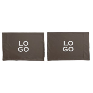 Business or Company Custom Logo on Chocolate Brown Pillowcase