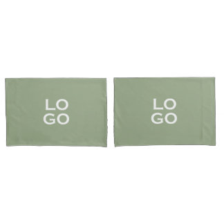 Business or Company Custom Logo on Sage Green Pillowcase