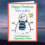 Business or Organization Snowman Design Christmas Card<br><div class="desc">Happy Christmas to a Architect. Funny cartoon of a snowman in the winter sun. Add a message from the sender.</div>