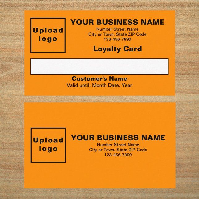 Business Orange Flat Loyalty Card (Front and back sides of orange color loyalty card. Loyalty card for your loyal customers.)