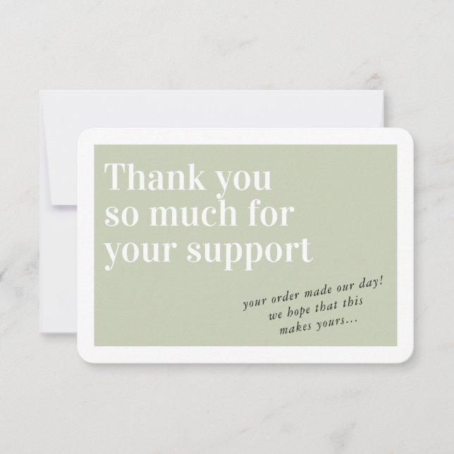BUSINESS ORDER INSERT chic thank you sage green Card (Front)