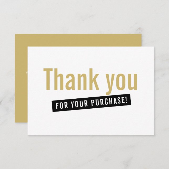 BUSINESS ORDER INSERT modern thank you gold black (Front/Back)