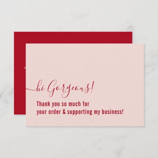 BUSINESS ORDER THANK YOU modern insert pink red (Front/Back)