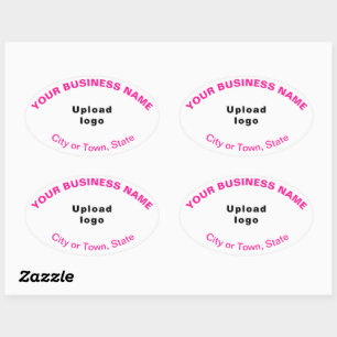 Business Oval Pattern Pink Texts on White Sticker
