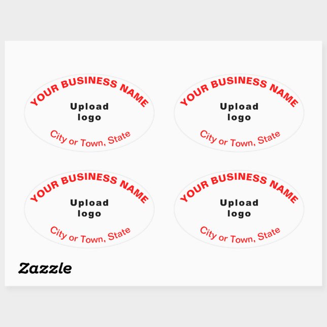 Business Oval Pattern Red Texts on White Sticker (Sheet)