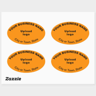 Business Oval Pattern Texts on Orange Sticker