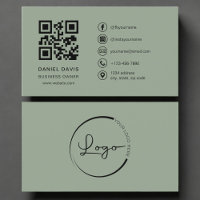 Business Owner Sage Green Logo QR Code 
