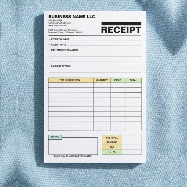 (Business Pad) Payment Sales Invoice Receipt Book Post-it Notes (Business Receipt Notepad, Order Form, Small Business Owner, New Business Gift, Invoice Template)