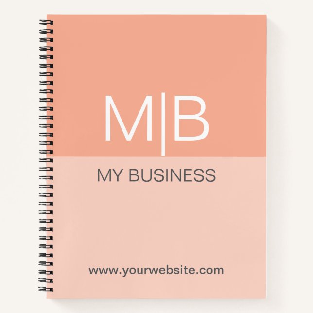 Business Peach Monogram  Notebook (Front)