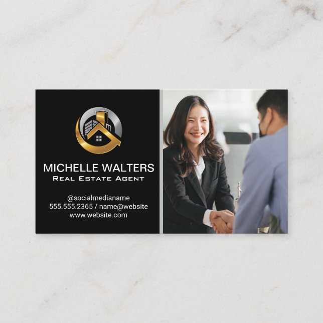Business People Shaking Hands Business Card (Front)