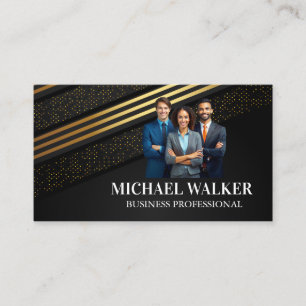 Business People Smiling Black Gold Card
