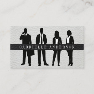 Business People Standing   Leather Business Card