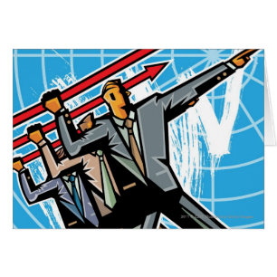 Business people throwing arrow sign