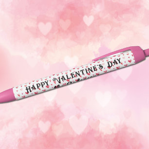 Business Personal Name, Hearts Valentine Black Ink Black Ink Pen