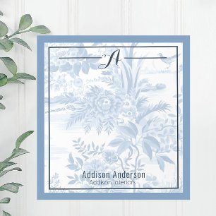 Business Personalised Initial Monogram Toile Notepad