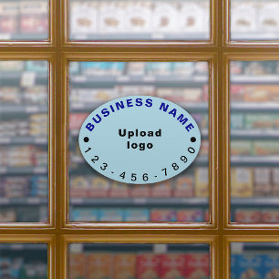 Business Phone Number Light Blue Oval Large Vinyl
