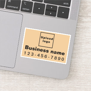 Business Phone Number, Light Brown Rectangle Vinyl
