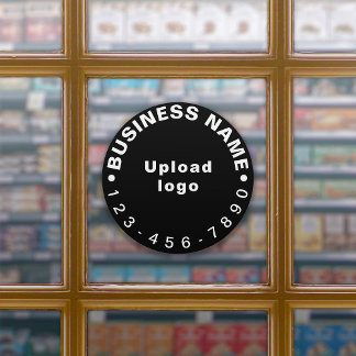 Business Phone Number on Black Large Round Vinyl