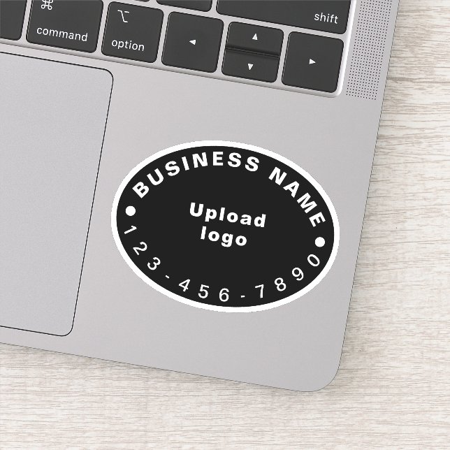 Business Phone Number on Black Oval Shape Vinyl (Detail)