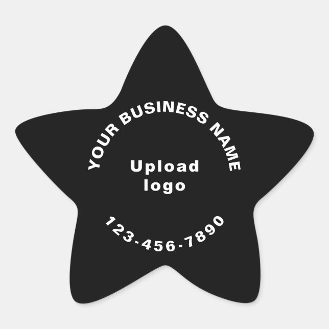 Business Phone Number on Black Star Shape Sticker (Front)