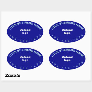 Business Phone Number on Blue Oval Shape Sticker