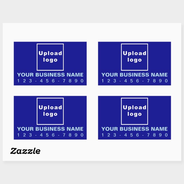 Business Phone Number on Blue Rectangle Sticker (Sheet)