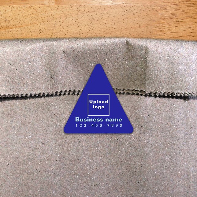 Business Phone Number on Blue Triangle Sticker (Blue triangle sticker with your business name, logo and phone number.)