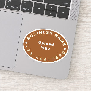 Business Phone Number on Brown Oval Shape Vinyl