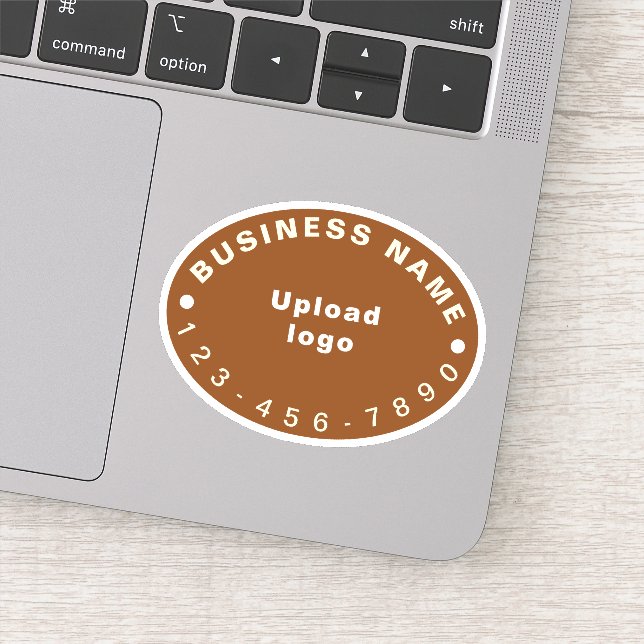 Business Phone Number on Brown Oval Shape Vinyl (Detail)