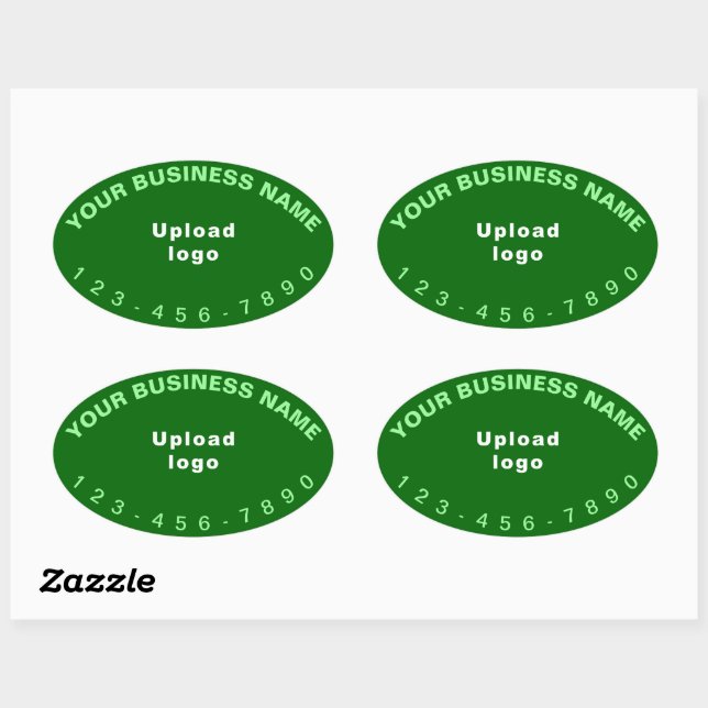 Business Phone Number on Green Oval Shape Sticker (Sheet)