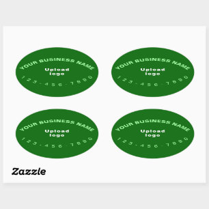 Business Phone Number on Green Oval Shape Sticker
