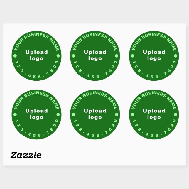 Business Phone Number on Green Round Sticker (Sheet)