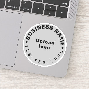 Business Phone Number on Grey Round Vinyl Sticker