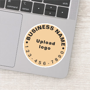 Business Phone Number on Light Brown Round Vinyl