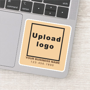 Business Phone Number on Light Brown Square Vinyl