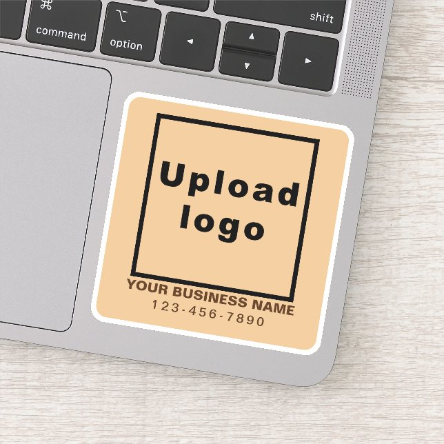 Business Phone Number on Light Brown Square Vinyl (Detail)