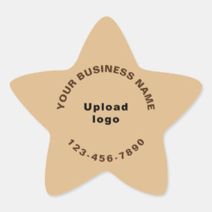 Business Phone Number on Light Brown Star Sticker