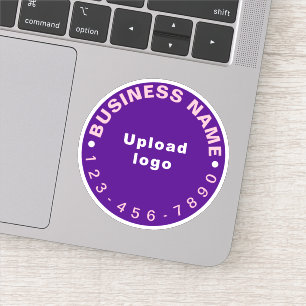 Business Phone Number on Purple Round Vinyl