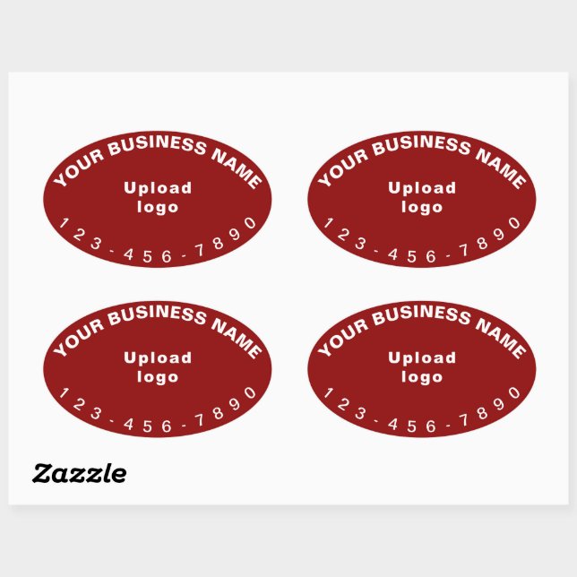 Business Phone Number on Red Oval Shape Sticker (Sheet)