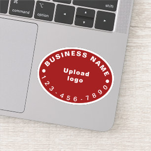 Business Phone Number on Red Oval Shape Vinyl