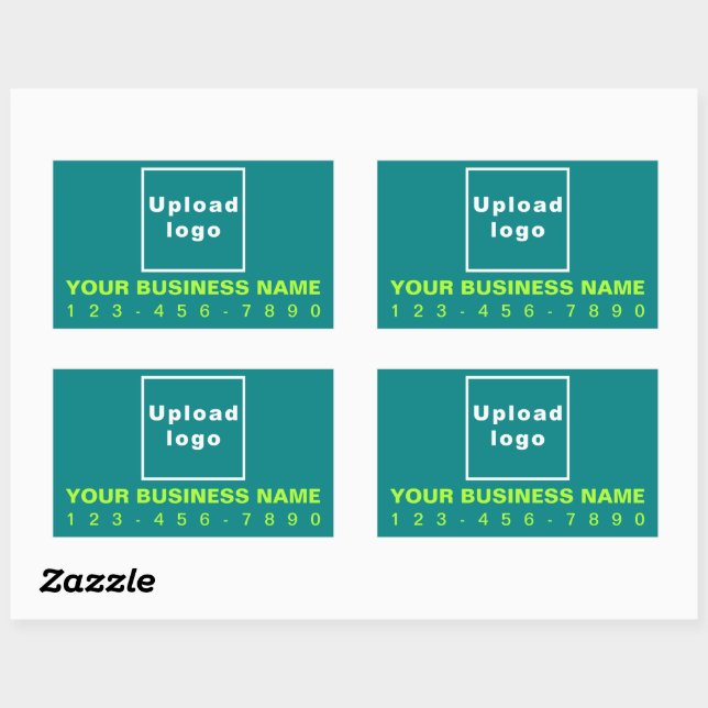 Business Phone Number on Teal Green Rectangular Sticker (Sheet)