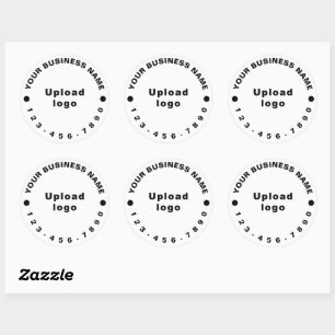 Business Phone Number on White Round Sticker