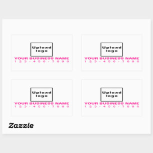 Business Phone Number Pink Texts on White Rectangular Sticker