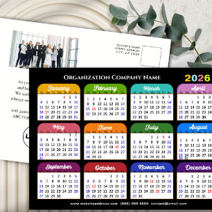 Business Photo 2026 Calendar Modern Black Colourfu Holiday Postcard