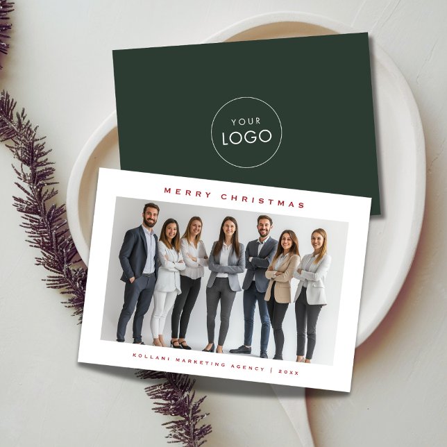 Business Photo Company Christmas Cards With logo (Creator Uploaded)