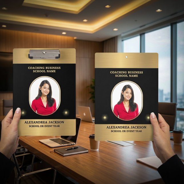 Business Photo Gold Black Elegant Personalize Clipboard (Business Photo Gold Black Elegant Personalize Clipboard is stylish and modern to use everyday. )