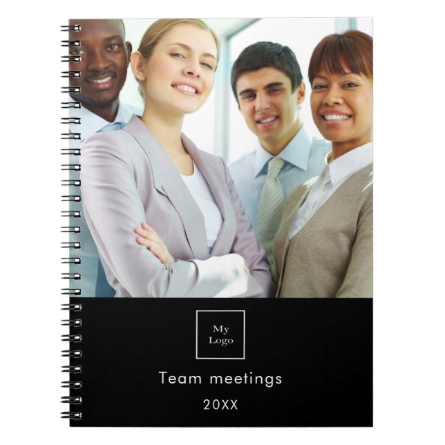 Business photo logo black white team notebook (Front)