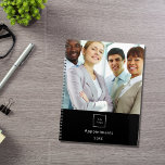 Business photo logo black white team QR code 2025 Planner<br><div class="desc">Personalise and add your own photo,  business logo,  title and a year. Your logo both on front and the back.  Add your own QR Code to your website on the back (or delete)  Black background,  white text.</div>