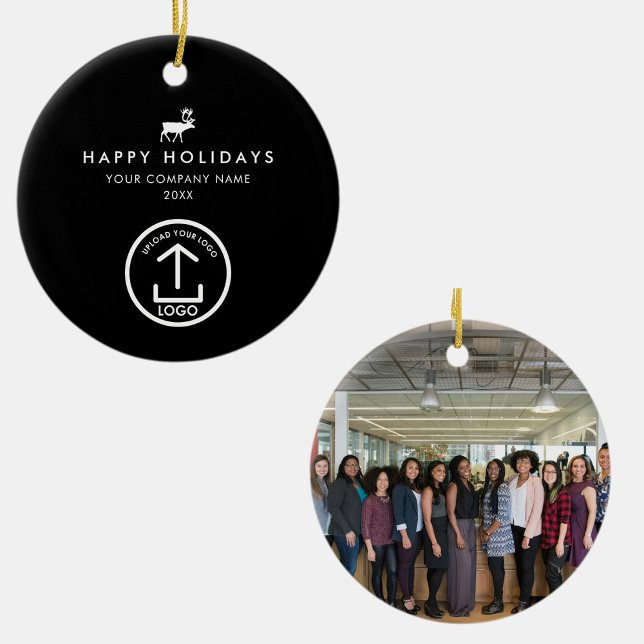 Business Photo Logo Christmas Reindeer Custom Gift Ceramic Tree Decoration (Business Photo Logo Christmas Reindeer Custom Gift Ceramic Ornament)