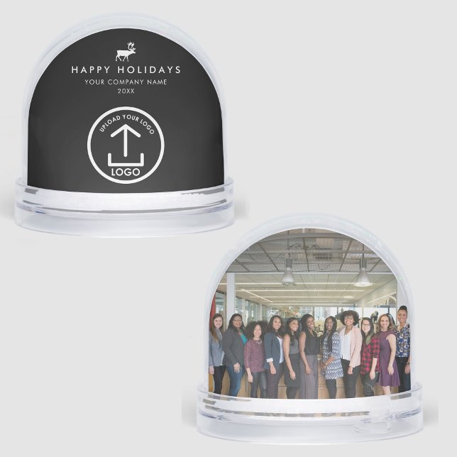 Business Photo Logo Christmas Reindeer Custom Gift Snowglobe (Business Photo Logo Christmas Reindeer Custom Gift Snow Globes)